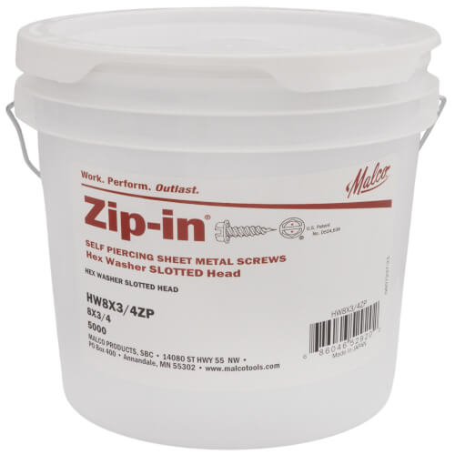Main product image of 3/4" (Length) 1/4" (Head Size) Slotted Hex Washer Head Zip-In Sheet Metal Screws (5,000 Pack)