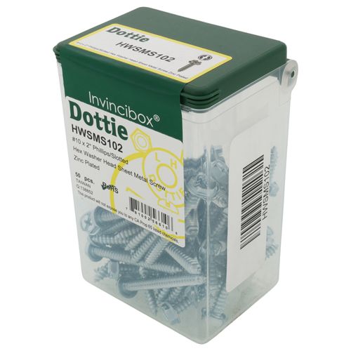 Main product image of #10 x 2" Phillips/Slotted Hex Washer Head Sheet Metal Screw (Pack of 50)