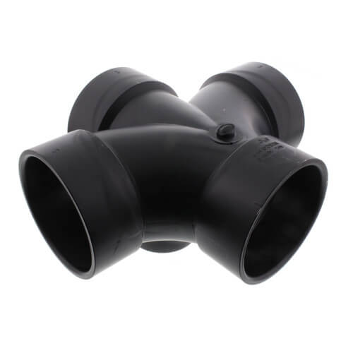 Main product image of 3" x 3" x 3" x 3" x 2" Hub ABS Double Sanitary Tee with 90° Inlet (58359R)