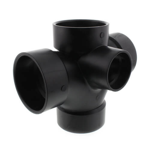 Main product image of 3" x 3" x 3" x 3" x 2" Hub ABS Double Sanitary Tee with 90° Inlet (58359R)