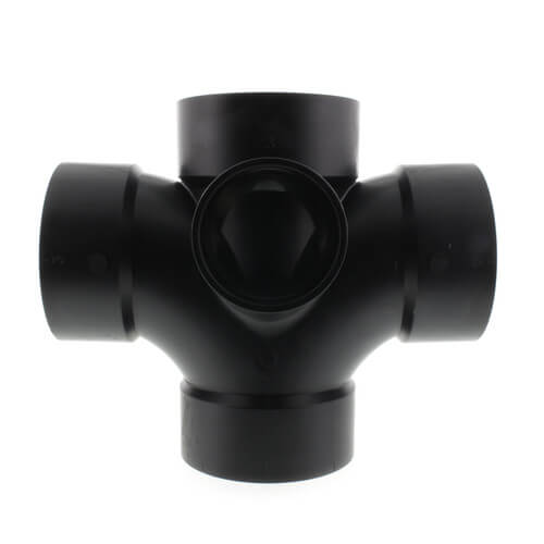 Main product image of 3" x 3" x 3" x 3" x 2" Hub ABS Double Sanitary Tee with 90° Inlet (58359R)