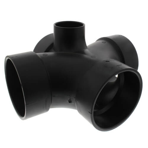 Main product image of 4" x 4" x 4" x 4" x 2" Hub ABS Double Sanitary Tee with 90° Inlet (58359R)