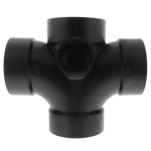 Main product image of 4" x 4" x 4" x 4" x 2" Hub ABS Double Sanitary Tee with 90° Inlet (58359R)