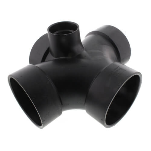 Main product image of 4" x 4" x 4" x 4" x 2" x 2" Hub ABS Double Sanitary Tee with Two 90° Inlets (583599)