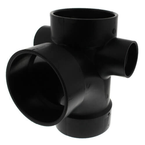 Main product image of 3" x 3" x 3" x 2" x 2" Hub ABS Sanitary Tee with 90° Right & Left Inlets (5870R)