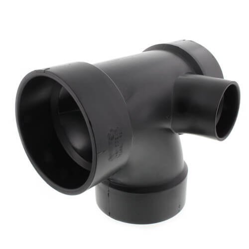 Main product image of 4" x 4" x 4" x 2" Hub ABS Sanitary Tee with 90° Left Inlet (5871)