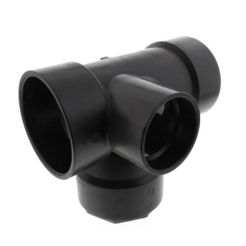 Main product image of 3" x 3" x 2" x 2" Hub ABS Sanitary Tee with 90° Right Inlet (5872)