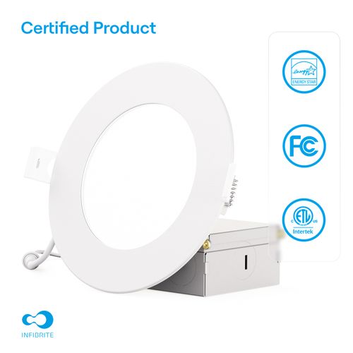 Main product image of 4" 5CCT Selectable New Construction 9W 850LM 0-10V Dimmable LED Light 120-277V - White (6 Pack)