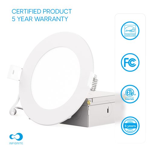 Main product image of 4" 2700K Recessed LED Downlight, 9W, 750 Lumens, Triac Dimming, Wet Rated - Soft White (6 Pack)