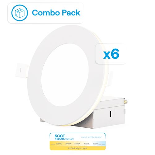 Main product image of 4" LED Downlight with Night Light Selectable 9W 750LM Dimmable (6 Pack)