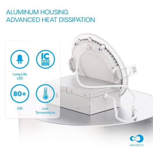 Main product image of 4" 3000K Recessed LED Downlight, 9W, 750 Lumens, Triac Dimming, Wet Rated - Warm White (6 Pack)