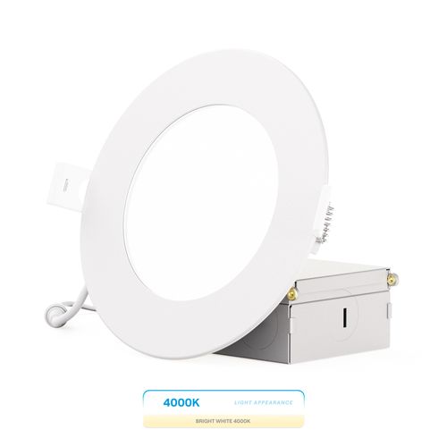 Main product image of 4" 4000K Recessed LED Downlight, 9W, 750 Lumens, Triac Dimming, Wet Rated - Cool White (6 Pack)