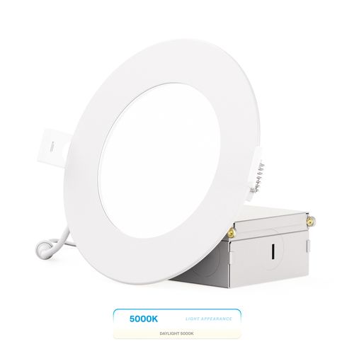 Main product image of 4" 5000K Recessed LED Downlight, 9W, 750 Lumens, Triac Dimming, Wet Rated - Daylight White (6 Pack)