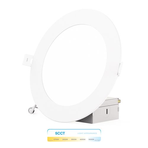 Main product image of 6" 5CCT Selectable New Construction 12W 1200 lm 0-10V Dimmable LED Light 120-277V - White (6 Pack)