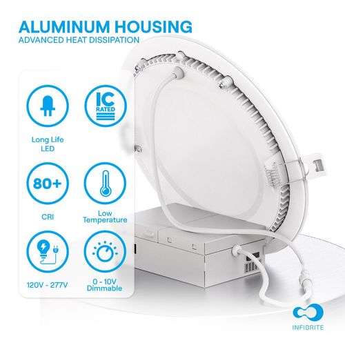 Main product image of 6" 5CCT Selectable New Construction 12W 1200 lm 0-10V Dimmable LED Light 120-277V - White (6 Pack)