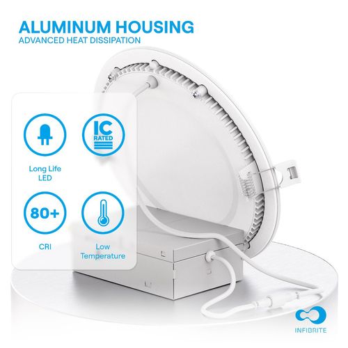 Main product image of 6" 4000K Recessed LED Downlight, 12W, 1050 Lumens, Triac Dimming, Wet Rated - Cool White (6 Pack)