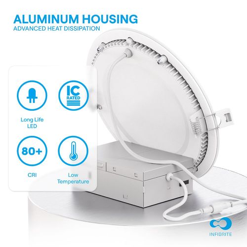 Main product image of 6" 3CCT Recessed LED Downlight, 12W, 1050 Lumens, Triac Dimming, Wet Rated (6 Pack)