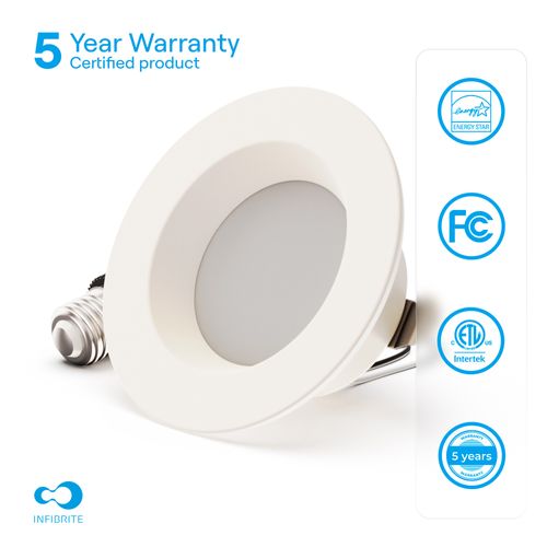 Main product image of 4" Retrofit 5000K Integrated LED Recessed Light Kit 9W 750LM Remodel, Dimmable, Wet Rated - Daylight (6 Pack)
