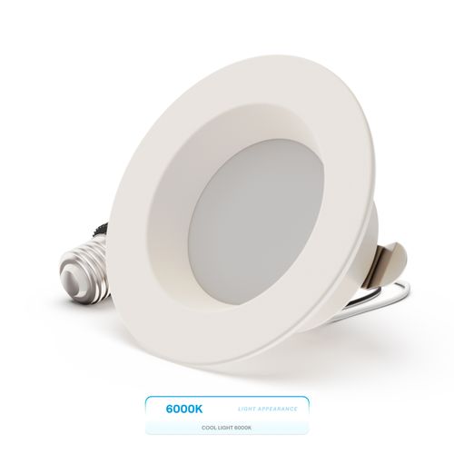 Main product image of 4" Retrofit 6000K Integrated LED Recessed Light Kit 9W 750LM Remodel, Dimmable, Wet Rated - Clear White (6 Pack)