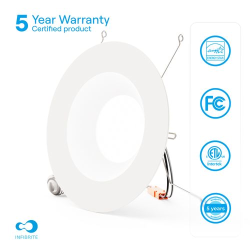 Main product image of 6" Retrofit 5000K Integrated LED Recessed Light Kit 12W 1100LM Remodel, Dimmable, Wet Rated - Daylight (6 Pack)
