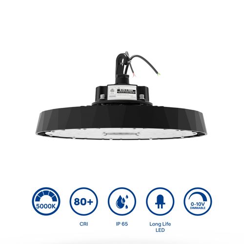 Main product image of 10" 100W 5000K Integrated LED Dimmable UFO High Bay Light 16,000 Lumen Wet Rated AC100-277V DLC Listed