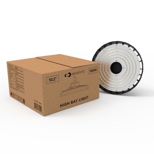 Main product image of 10" 150W 5000K Integrated LED Dimmable UFO High Bay Light 24,000 Lumen Wet Rated AC100-277V DLC Listed