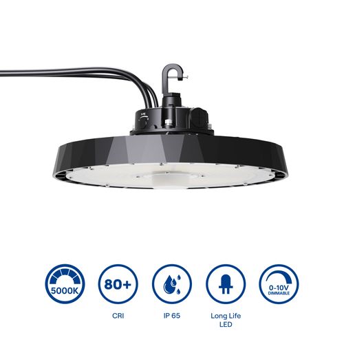 Main product image of 13" 5000K 120-160-200W Adjustable LED Dimmable Wet Rated UFO High Bay Light 24,600-32,800-41,000 Lumen AC277-480V