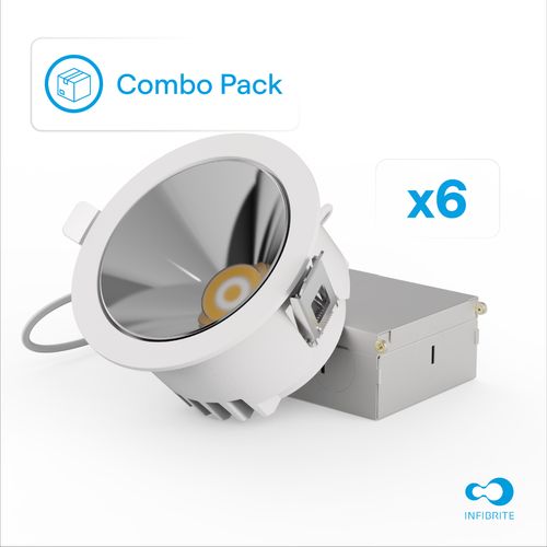 Main product image of 4" 50-Degree 5CCT Selectable New Construction 12W960LM 0-10V Dimmable LED Light, 120-277V - White (6 Pack)