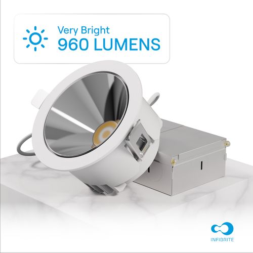 Main product image of 4" 50-Degree 5CCT Selectable New Construction 12W960LM 0-10V Dimmable LED Light, 120-277V - White (6 Pack)