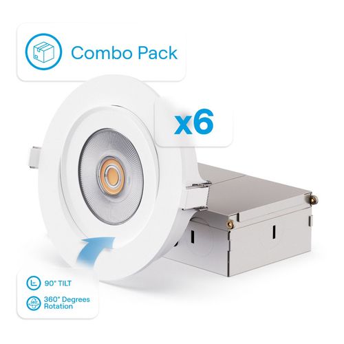 Main product image of 4" 360-Degree Gimbal Selectable 12W 1200LM Dimmable LED (6 Pack)