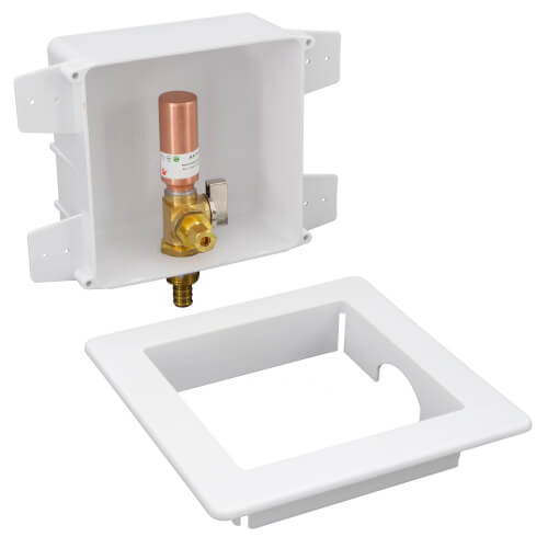 1/2" PEX Crimp Ice Machine Outlet Box w/ Water Hammer Arrestor