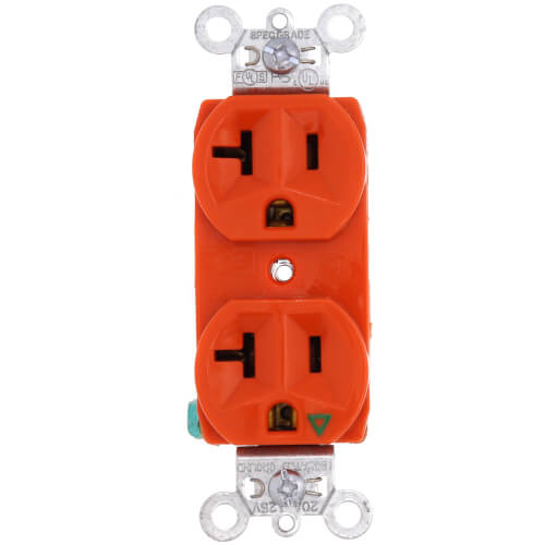 Main product image of Isolated Ground Heavy-Duty Commercial Specification Grade Duplex Receptacle, 20A, 2P - Orange (125V)