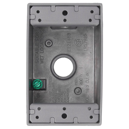 Main product image of 1-Gang, 1/2", 3 Holes Universal Weatherproof Box w/ Mounting Lugs (Silver)