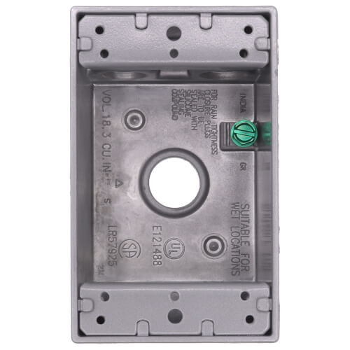 Main product image of 1-Gang, 1/2", 5 Holes Universal Weatherproof Box w/ Mounting Lugs (Silver)