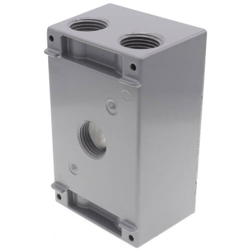 Main product image of 1-Gang, 1/2", 5 Holes Universal Weatherproof Box w/ Mounting Lugs (Silver)