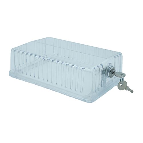 Main product image of Clear Universal Thermostat Cover Guard w/ Key Lock Box, Thermostat Guard For Residential, Hotel, Business, 9" x 5.95" x 2.65"