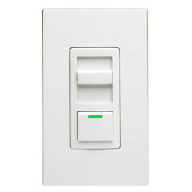 Main product image of Single-Pole/3-Way IllumaTech Low Voltage Fluorescent Slide Dimmer, LED Locator, 300W - White (120V)