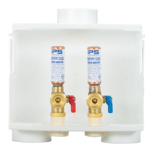 Main product image of Du-All 1/2" CPVC Washing Machine Outlet Box w/ Water Hammer Arrestor Valves, 1/4 Turn