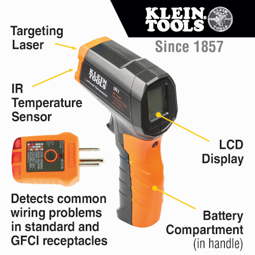 Main product image of Inspection Kit w/ Infrared Thermometer, & GFCI Receptacle Tester