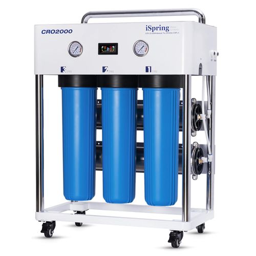 Main product image of 5-Stage Tankless Commercial Reverse Osmosis Drinking Water Filtration System w/ Dual Booster Pumps, Pressure Gauges, and Freestanding Bracket