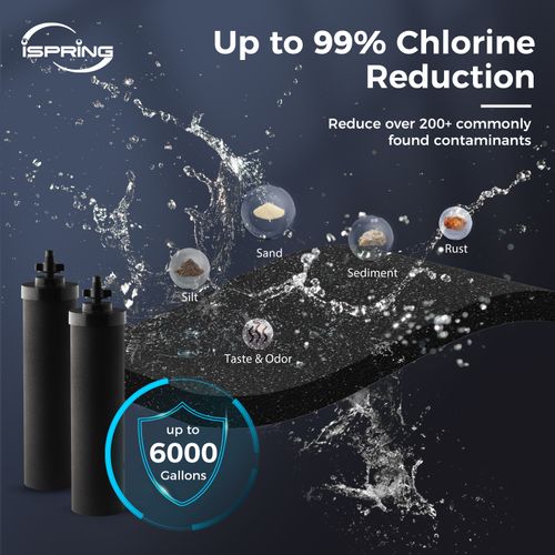 Main product image of Gravity-Fed Stainless Steel Countertop Water Filter System, Black Wood Base w/ 2 Activated Carbon Water Filters, 3.17 Gal