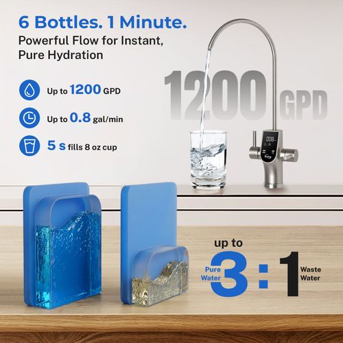 Main product image of Under Sink Tankless Reverse Osmosis Water Filtration System w/ Alkaline Remineralization (1200 GPD)