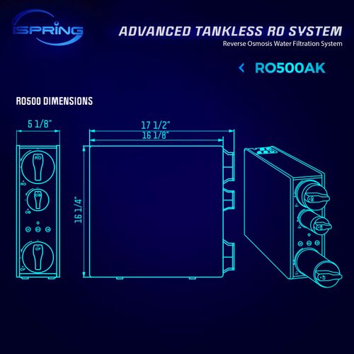 500 GPD Tankless RO Water System w/ Alkaline and UV w/ Brushed Nickel Faucet, NSF-Certified