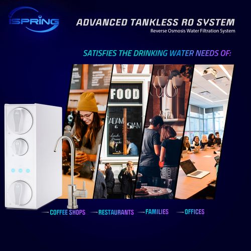500 GPD Tankless RO Water System w/ Alkaline and UV w/ Brushed Nickel Faucet, NSF-Certified