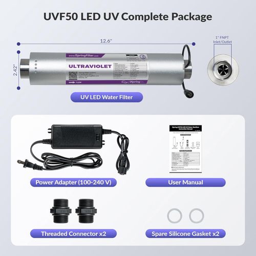 Main product image of UVF50 LED UV Water Filter System w/ Built-In Smart Flow Sensor Switch, 13.2 GPM