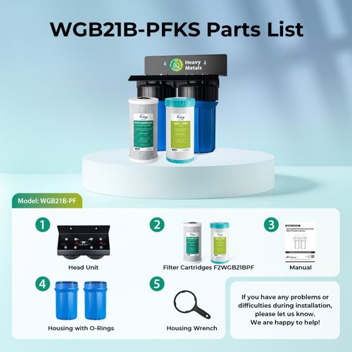 Main product image of 2 Stage Whole House Water Filter System w/ 10" PFAS & Heavy Metal Reducing Filters