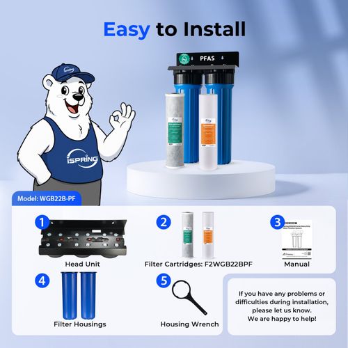 Main product image of 2 Stage Whole House Water Filter System w/ 20" Sediment & PFAS Reducing Filters