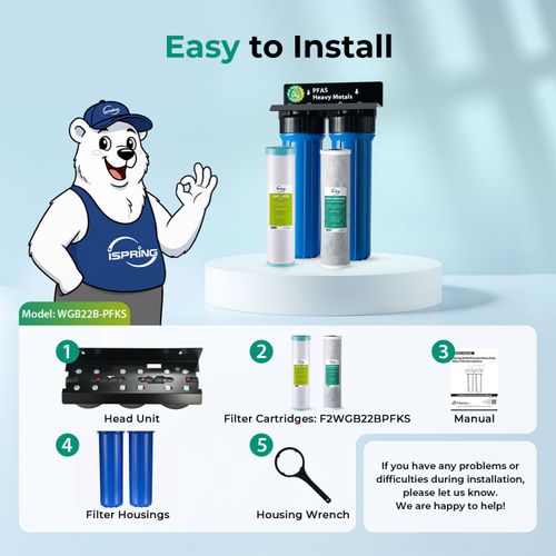 Main product image of 2 Stage Whole House Water Filter System w/ 20" PFAS & Heavy Metal Reducing Filters