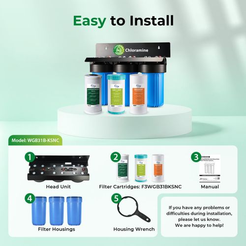 Main product image of 3 Stage Whole House Water Filter System w/ 10" Chloramine & Heavy Metal Reducing Filters