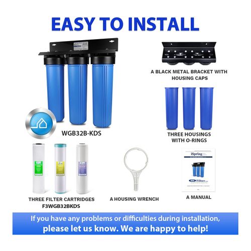 Main product image of 3-Stage Whole House Water Filter System w/ 20" GAC/KDF, Carbon Block & Anti-Scale Filters